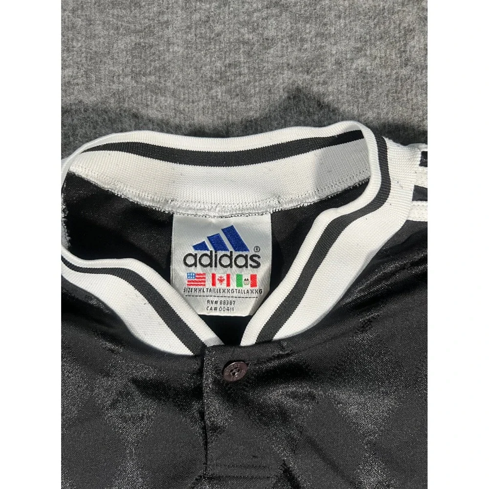 Vintage Adidas Diamond Harlequin Soccer Jersey Black White Mens XXL 90s EQT